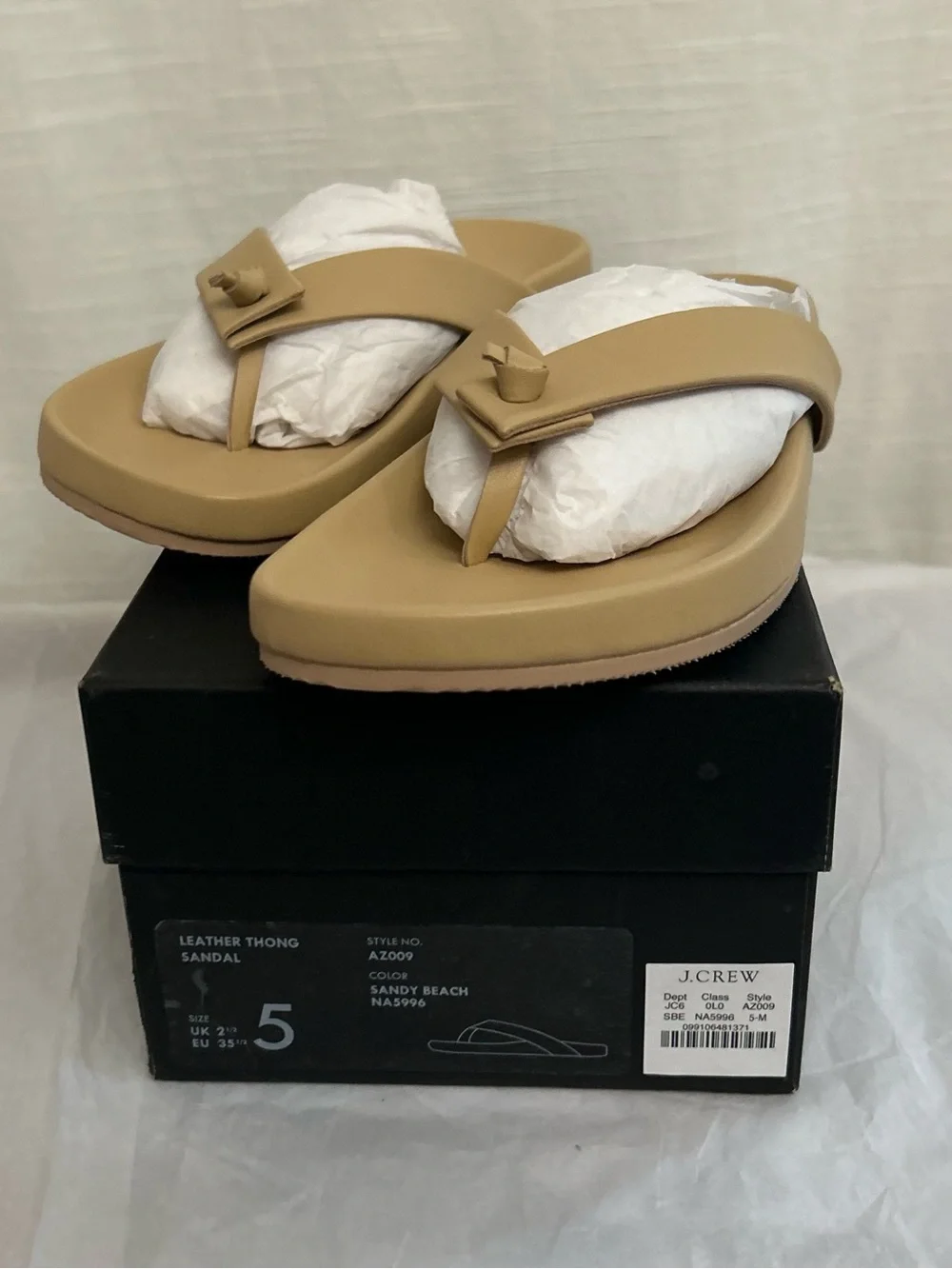 J. Crew 100% Leather Neutral Beige Resortwear Flip Flop Sandals